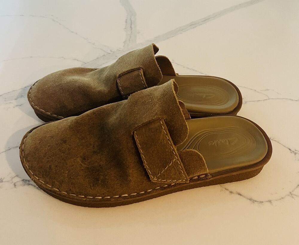 Clarks Originals Mens Mule Beige Tan Suede Casual Shoes Size 10 Comfort